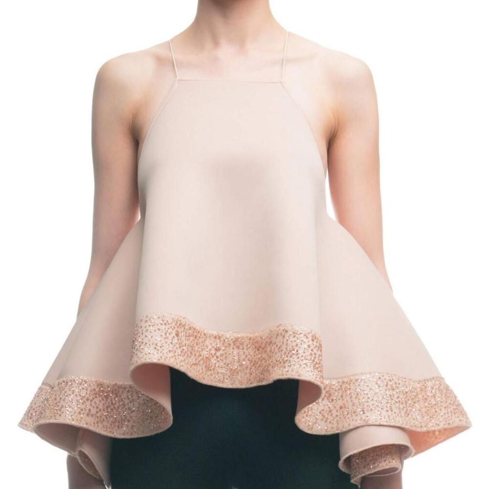 Muehleder Catherine Women's X Back Flare Top Nude Glitter